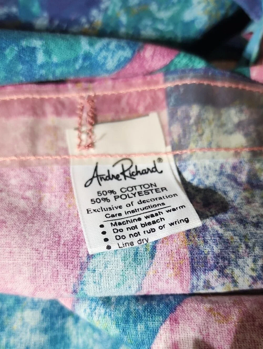 💥4th July Sale 💥1980s Abstract Geometric Print Curtain Panel Teal Pink 68